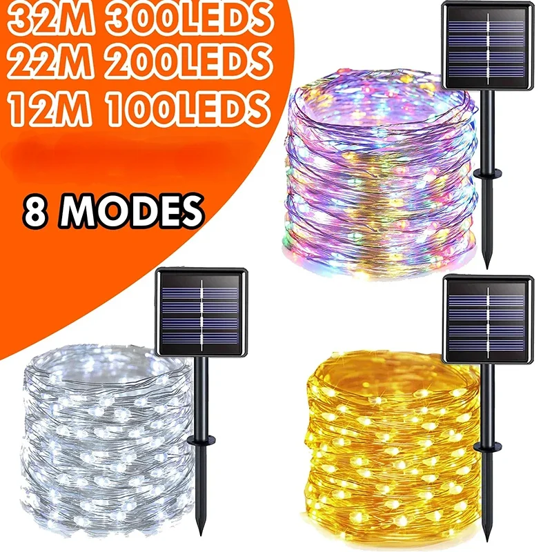 

12M/22M/32M Solar Led Fairy Light Outdoor Festoon Led Waterproof Garland String Lights Christmas Party Garden Solar Lamp Decor