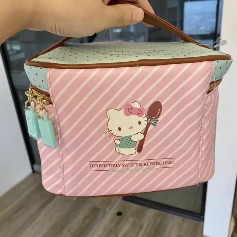 Kawaii sanhos Hello Kittys borsa cosmetica Anime Cartoon giapponese carino in pelle ad alta capacità portatile durevole borsa di immagazzinaggio di