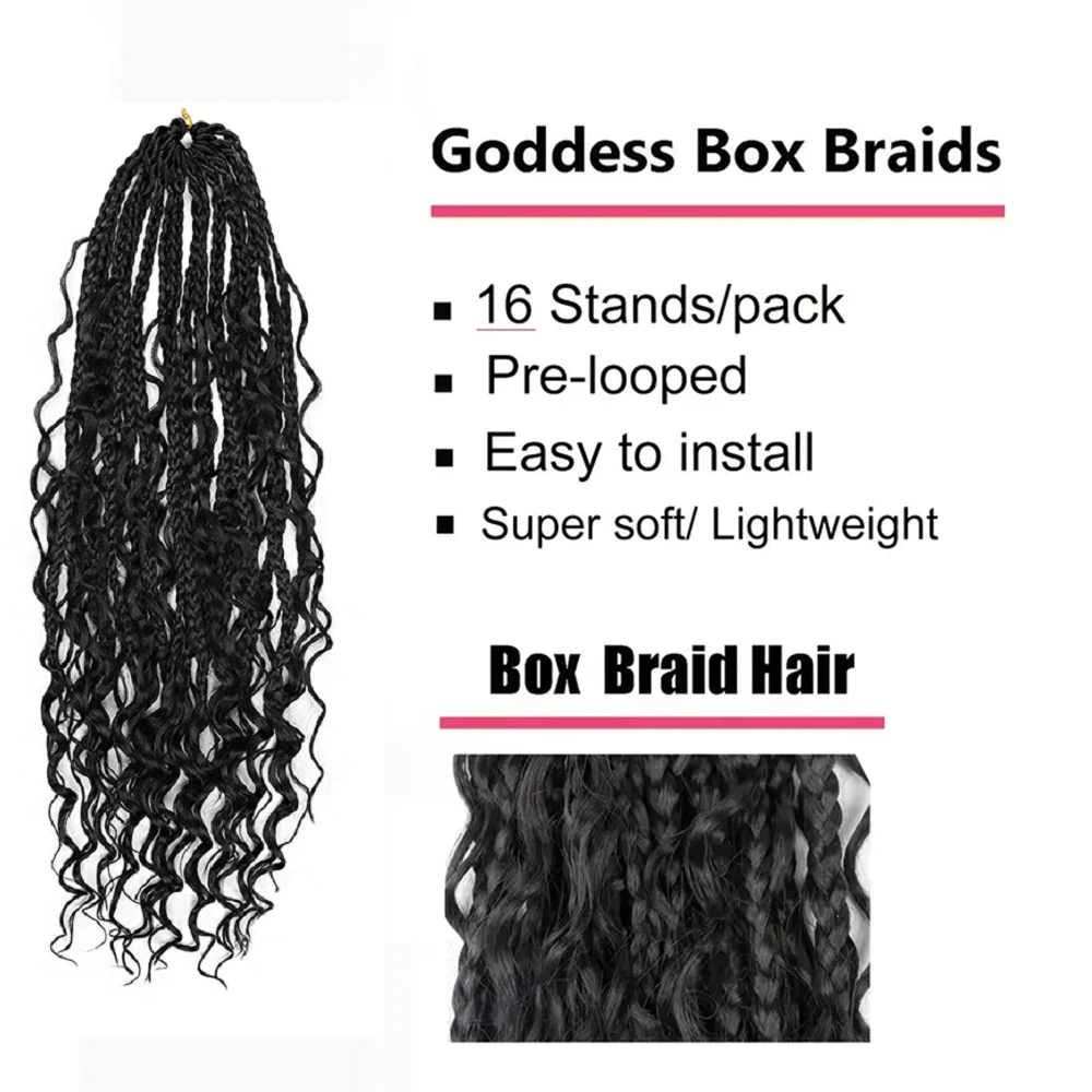 Boho Box Tranças Extensão de Cabelo para Mulheres, Encaracolado Faux Locs, Peruca Crochet, Pré Looped Onda, Faux Locs, Acessórios de Cabelo, 18 ", 16 raízes por pacote