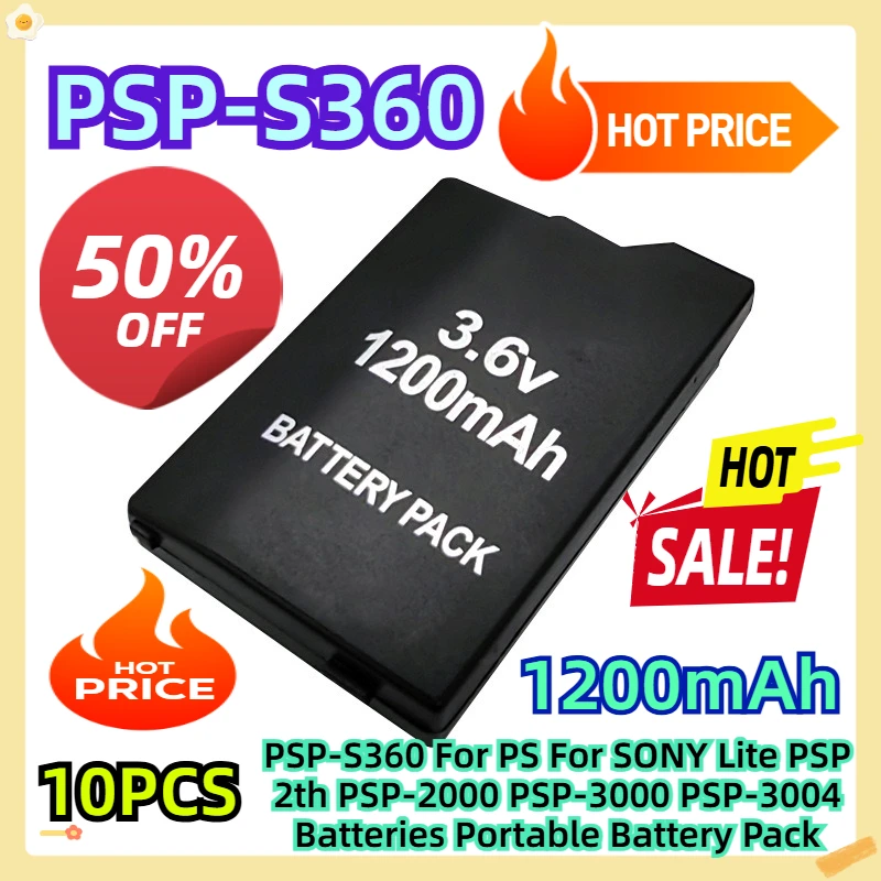 

PSP-S360 For PS For SONY Lite PSP 2th PSP-2000 PSP-3000 PSP-3004 Batteries Portable Battery Pack 1200mAh 10pcs