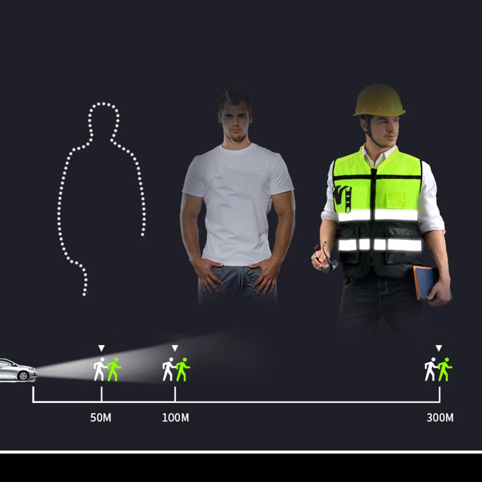 High Visibility Vest Pockets and Zipper Reflective Safety Vest Construction Vest for Night Work Cycling Warehouse Work Road