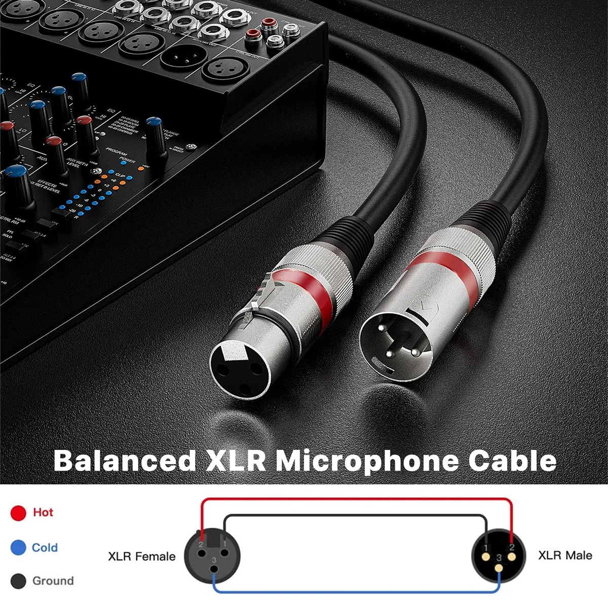 XLR Cable 4 Packs Balanced 3-Pin XLR Male To Female Microphone Cable Stage Light DMX Cables for Mixer Speaker Stage Lighting Etc