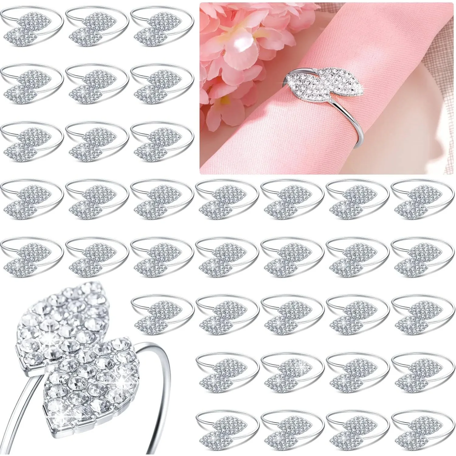 Gold Silver Leaf Napkin Ring Elegant Buckle Holder for Birthday Wedding Party Dinner Table Decor Home Use New Fun Elegant Set