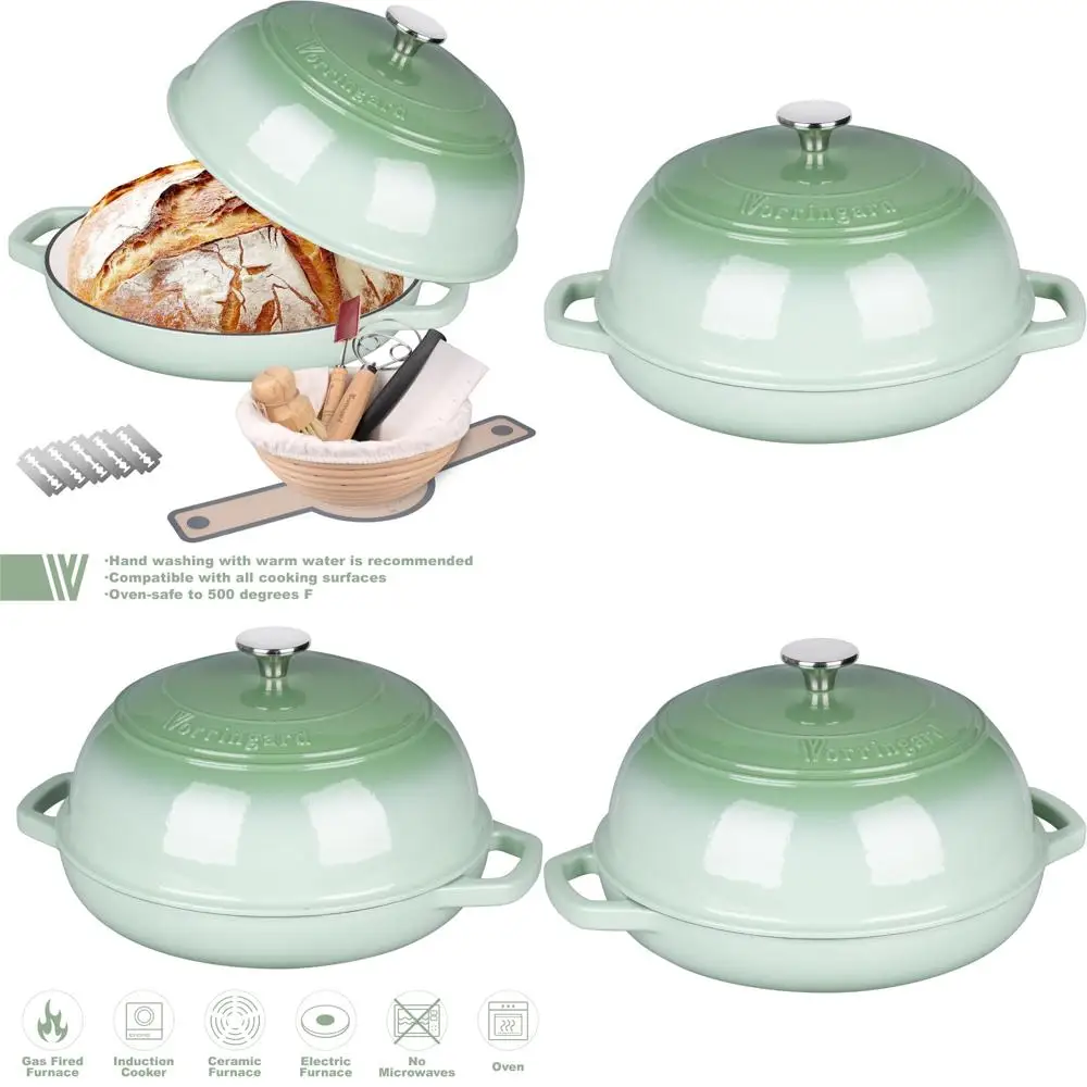 

Enameled Cast Iron Dutch Oven Pot with Lid, Perfect for Sourdough Bread Baking and Proofing, Bread Baking Dutch Oven with Proofi