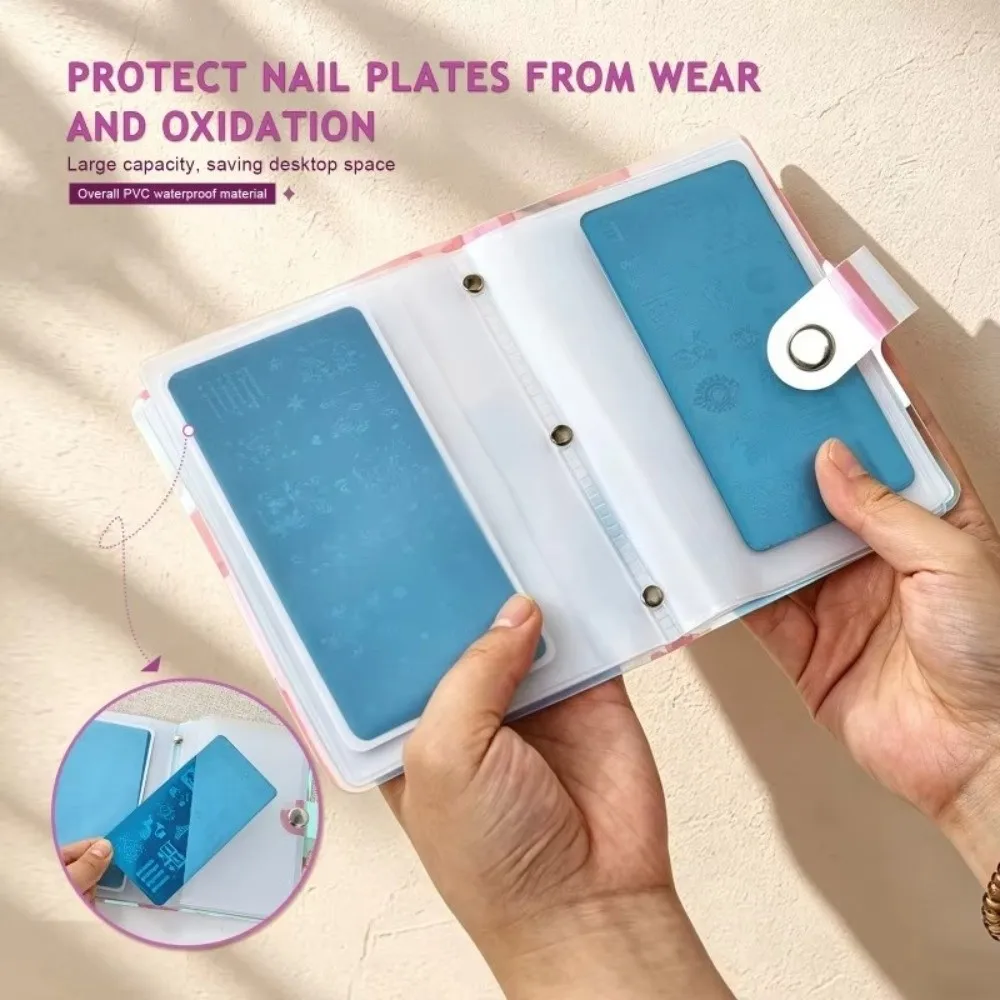 Holographic Laser Nail Stamping Plate Holder Colorful Loose Leaf Card Storage Case Soft Cover Large Capacity Dustproof Organizer
