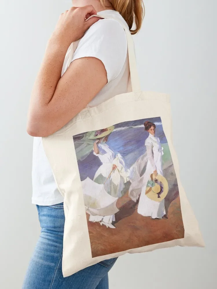 Joaquin Sorolla Women Walking on the Beach Impressionist Painting Tote Bag Canvas Shopper Lady bag Tote Bag