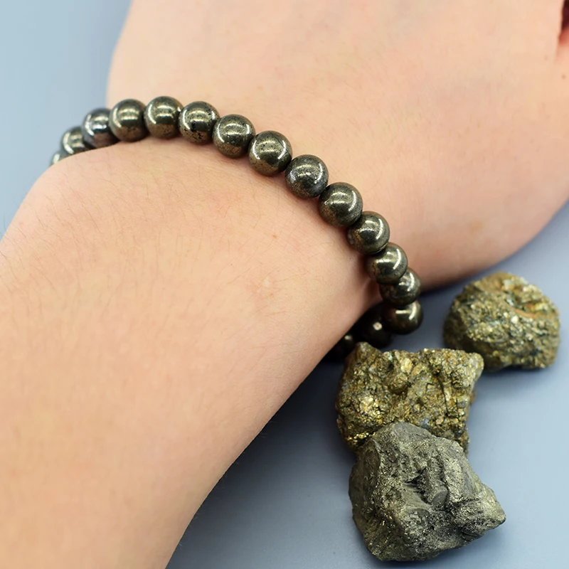 Original Natural Pyrite Energy Beads Bracelets Men Women Natural Hematite Bracelets Slimming Health Care Exquisite Jewelry Gift