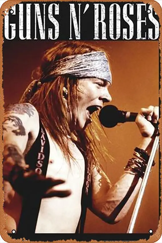 لافتة معدنية من القصدير - Guns N Roses - Axel - ملصق لوحة معدنية للمقهى والبار وديكور جدران المنزل - ألومنيوم