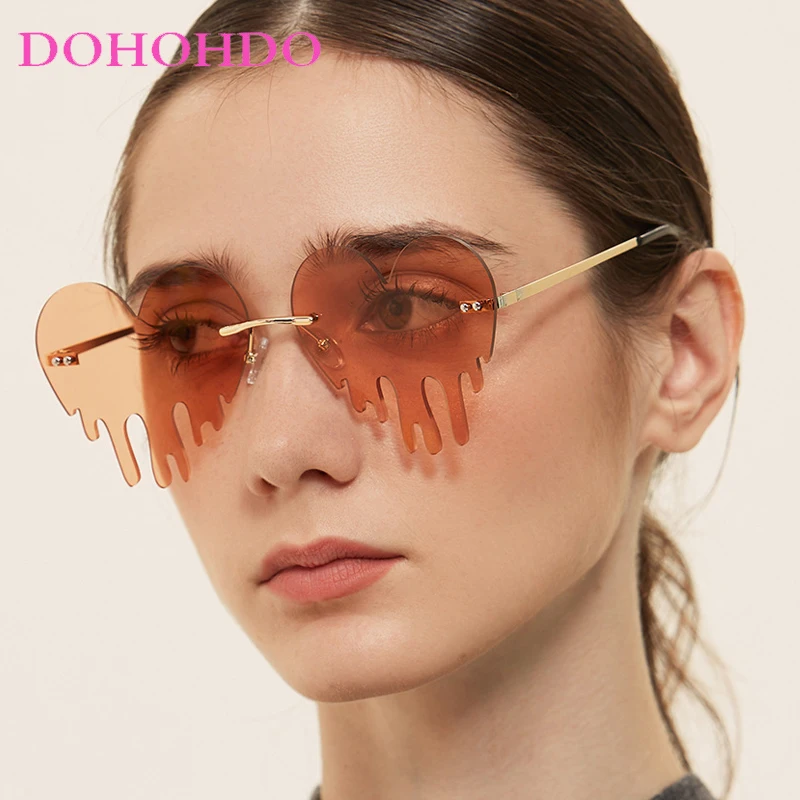 

DOHOHDO 2025 Love Heart Shaped Sunglasses Women Brand Designer New Fashion Cute Sexy Rimlesss Retro Vintage Sun Glasses UV400