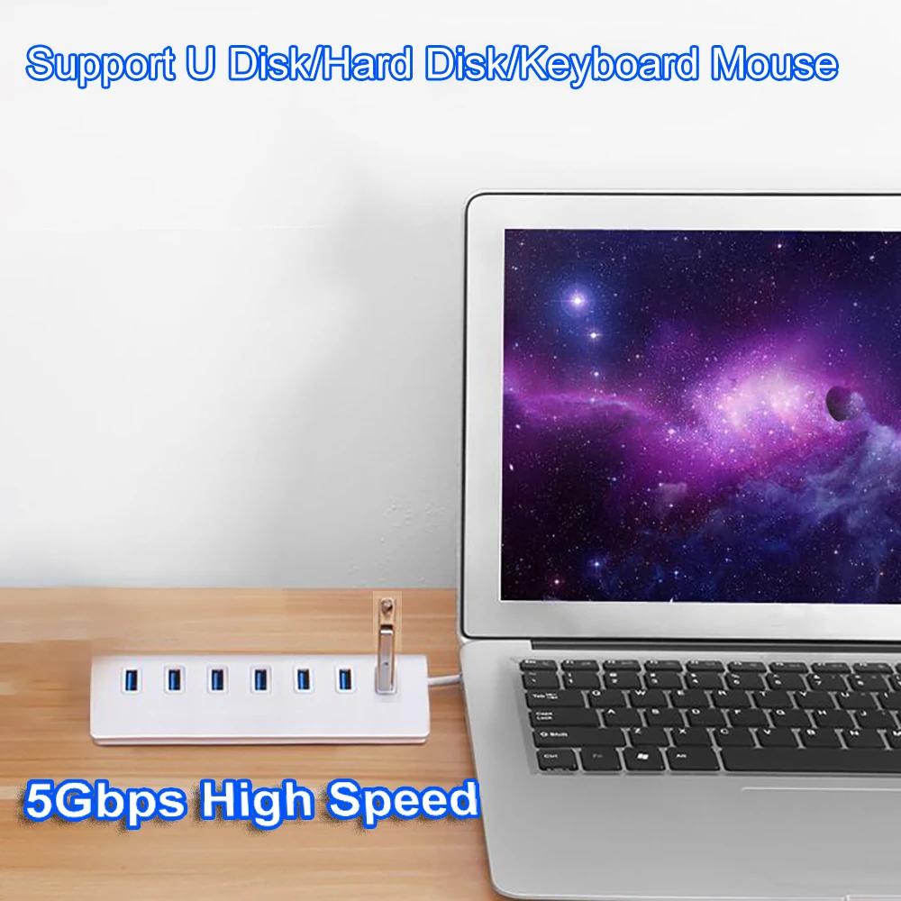 7-in-1 USB 3.0 HUB Aluminum Alloy 5Gbps High Speed USB Docking Station USB HUB USB Splitter For MacBook Computer Accessories