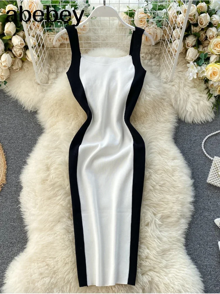 الصيف المرأة الحياكة غمد رسائل تانك فستان أنثى Bodycon محبوك بروتيل أكمام المرقعة فساتين صغيرة للمرأة