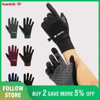 Santic guantes de ciclismo para hombre MTB bicicleta cálida más forro polar a prueba de frío pantalla táctil bicicleta de carretera guantes de invierno de dedo completo tamaño asiático