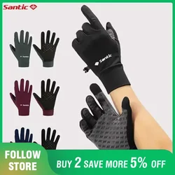男性用のsantic-フルフィンガーサイクリンググローブ、Warm Plusフリース、防寒、タッチスクリーン、ロードバイク、マウンテンバイク、怠惰なサイズ、冬