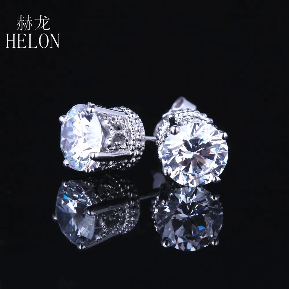 

Shruno Sterling Silver 925 Round 7mm 2.4ct Moissanite Diamond Engagement Stud Earrings For Women Fashion Vintage Jewelry