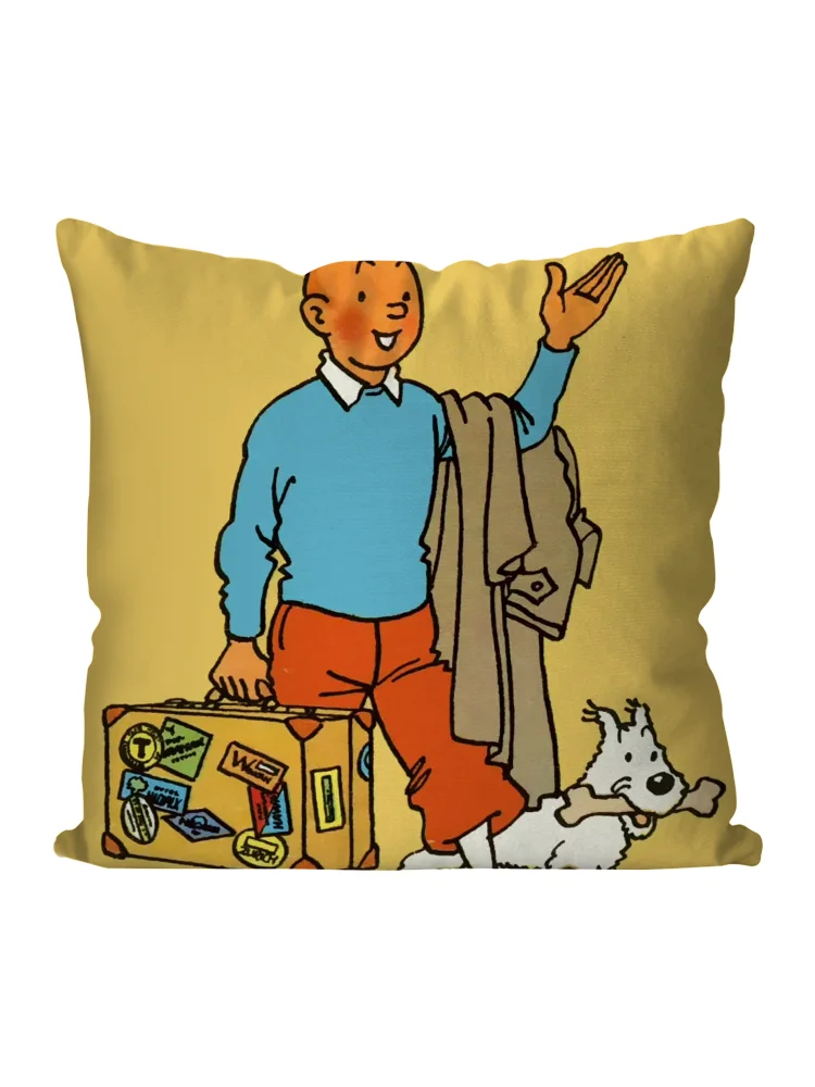 De avonturen van T-Tintin Animatie Kussensloop Vierkant kussen Slaapkamer Bank Vrije tijd Comfort Auto Woonkamer Woondecoratie 40X40 - afbeelding 2
