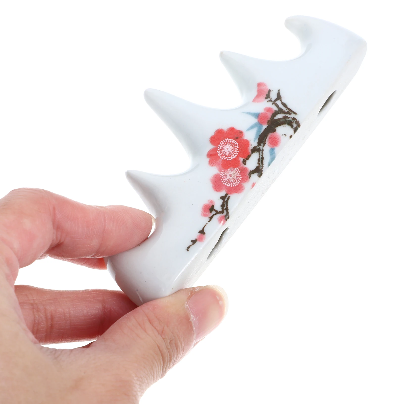 

2Pcs Traditional Plum Pen Rest Ceramic Calligraphy Holder Smooth Finish Stable Bottom Ideal Gift for Calligraphy