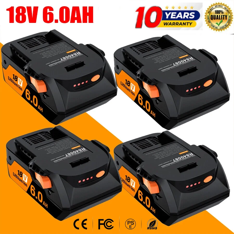 Batteria agli ioni di litio da 6.0Ah per AEG 18V, compatibile con utensili elettrici a batteria serie RIDGID R840087 R840085 L1815R L1850R L1830R R840083