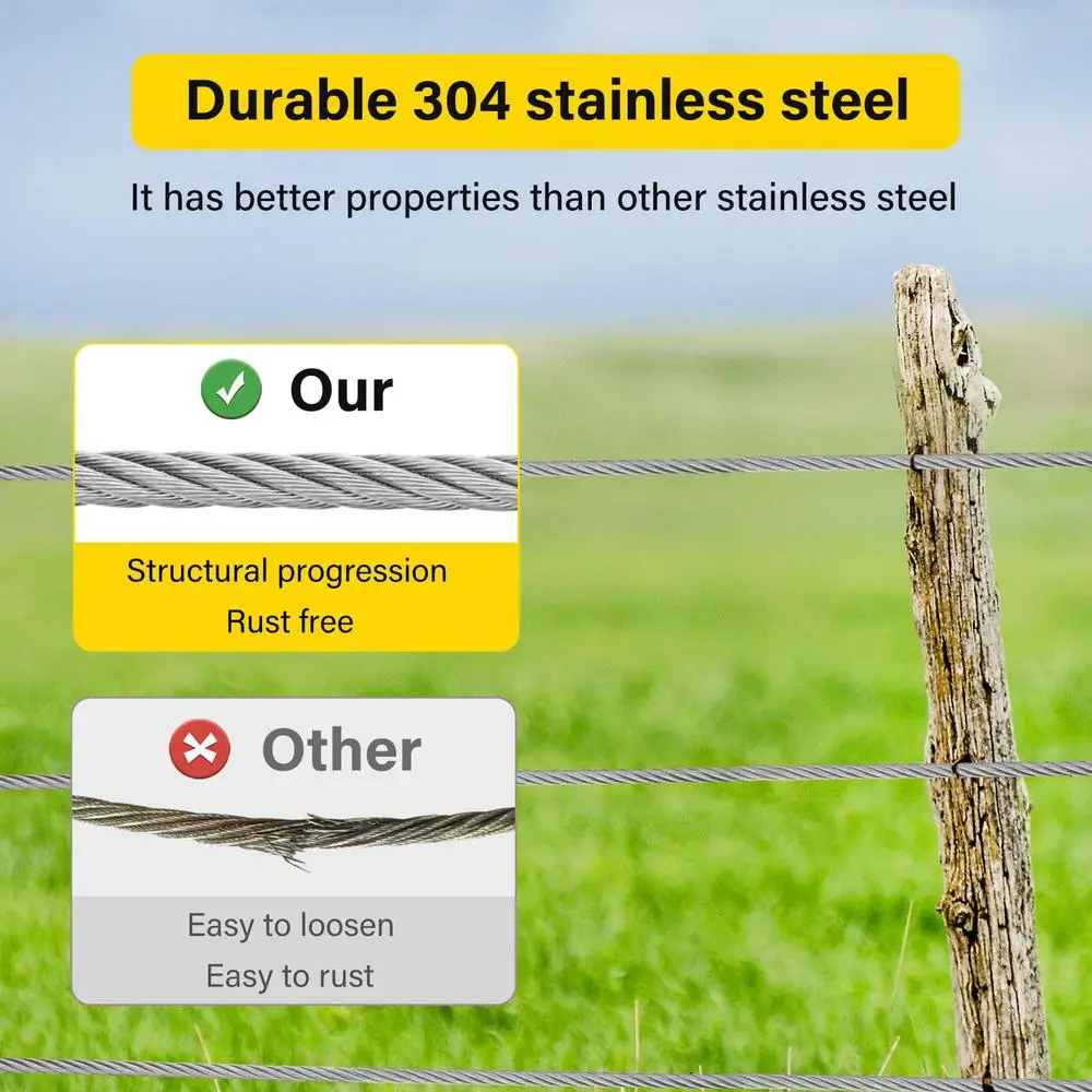 1/4 Stainless Steel Cable 100ft Wire Rope 7X19 Strands Aircraft Cable 6400lbs Breaking Strength Zip Line Heavy Duty Elevate Your