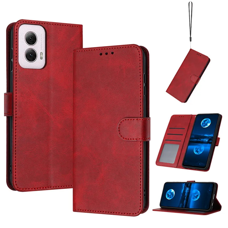 Magnetic Flip Cover Leather Case For Motorola MOTO G85 G64 G54 Power E14 G04s G14 G24 G34 5G Solid color Skin Feel Wallet Bags