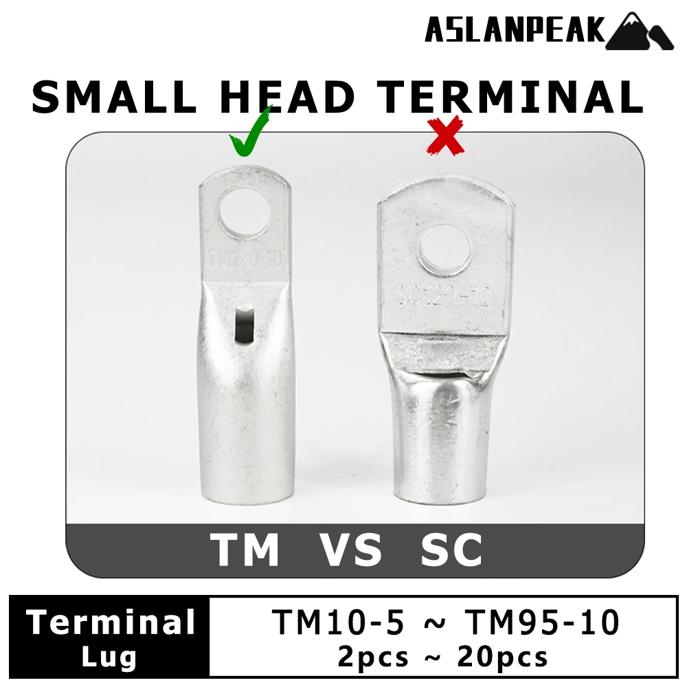 Low-profile terminal Solid Copper Terminal Ring Terminal Tinned Copper Lug Narrow head terminal peek-a-boo Narrow-tip terminal