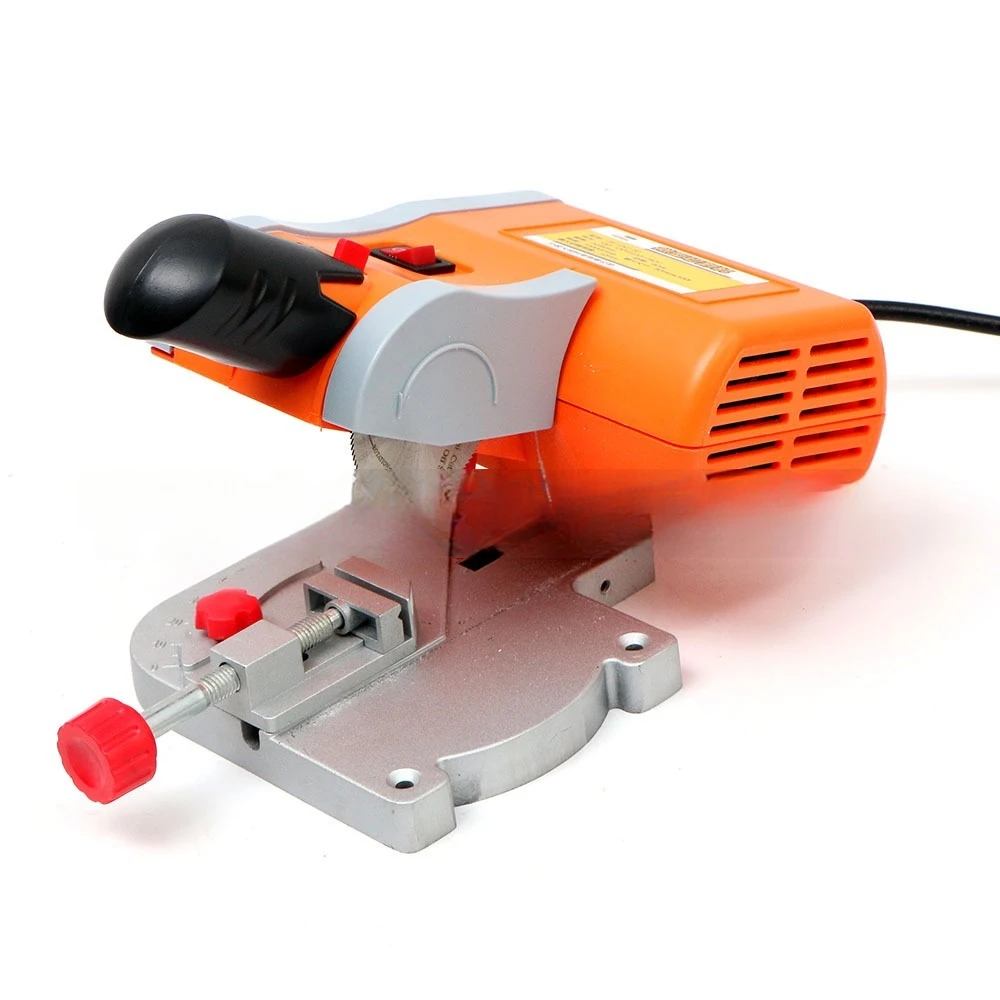 Mini Miter Cut-off Chop Saw 0-45° Home DIY Benchtop Table Cutting Machine Steel and Resin Blades for Wood Plastic Metal
