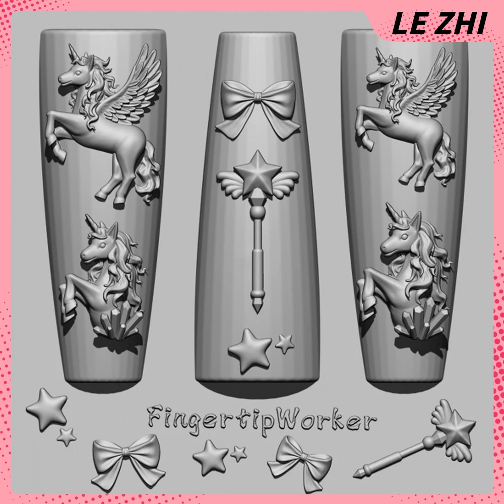 1Pc Sweet Cool Animal Series Diy Silicone Art Nails Mold Dragon Butterfly Swan Fox Snake 3D Acrylic Mold Nail Art Decorations view 6