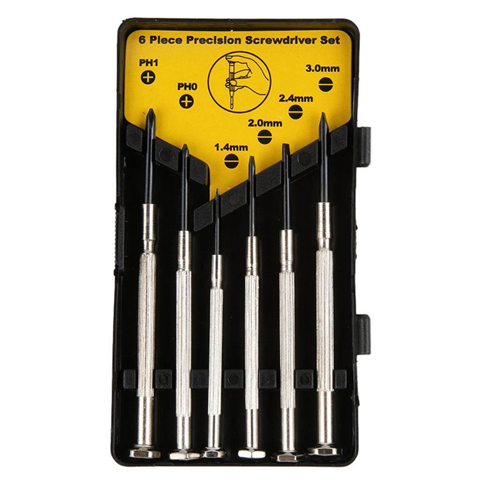 PH0 Screwdriver Nutdrivers Precision Slotted 6Pcs/Set Chrome Vanadium Alloy Steel Cross Screwdrivers Electronic