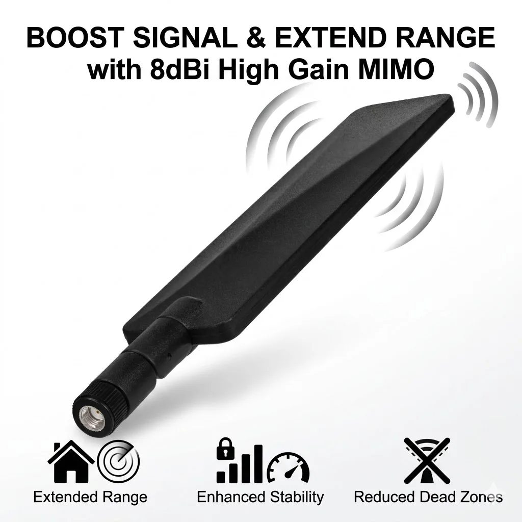 Bingfu 2pcs Tri-band WiFi 2.4GHz 5GHz 6E 8dBi MIMO RP-SMA Antenna for WiFi Router Wireless Network Card USB Adapter Security IP
