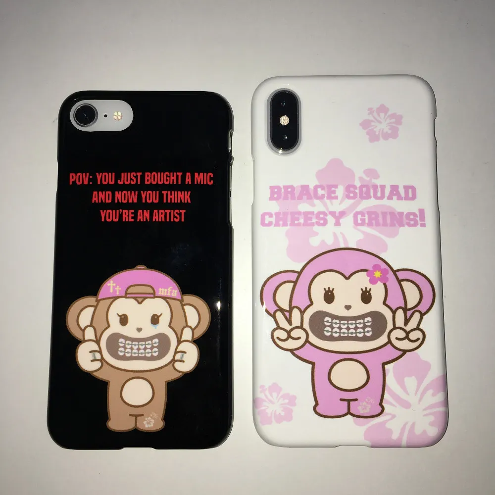Capa de Celular Personalizada com Desenho de Macaco com Aparelho Ortodôntico, Estilo Inglês Moderno, para iPhone 17 16 15 14 13 12 11 Pro XR XS X Max 7 8 Plus Mini