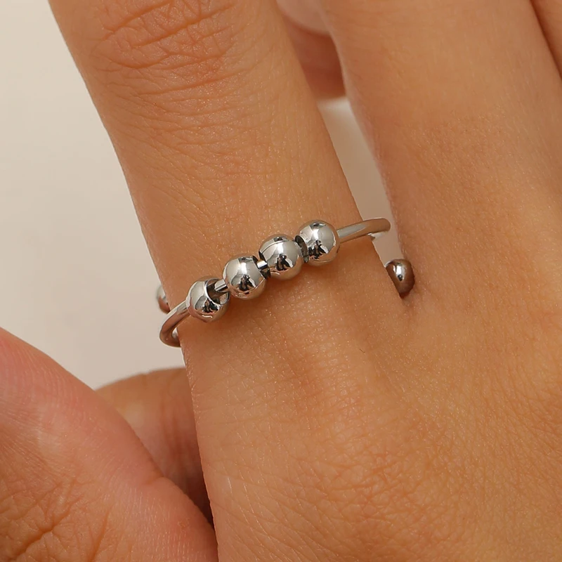 Böhmischer Regenbogen-Perlen-Angstring, frei drehbar, Anti-Stress-Fidget-Spinner-Ringe für Frauen und Mädchen, modischer Hochzeitsschmuck, Geschenk