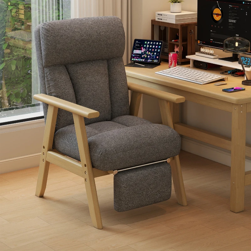 

Computer chair, solid wood fixed legs, comfortable reclining and sedentary back chair