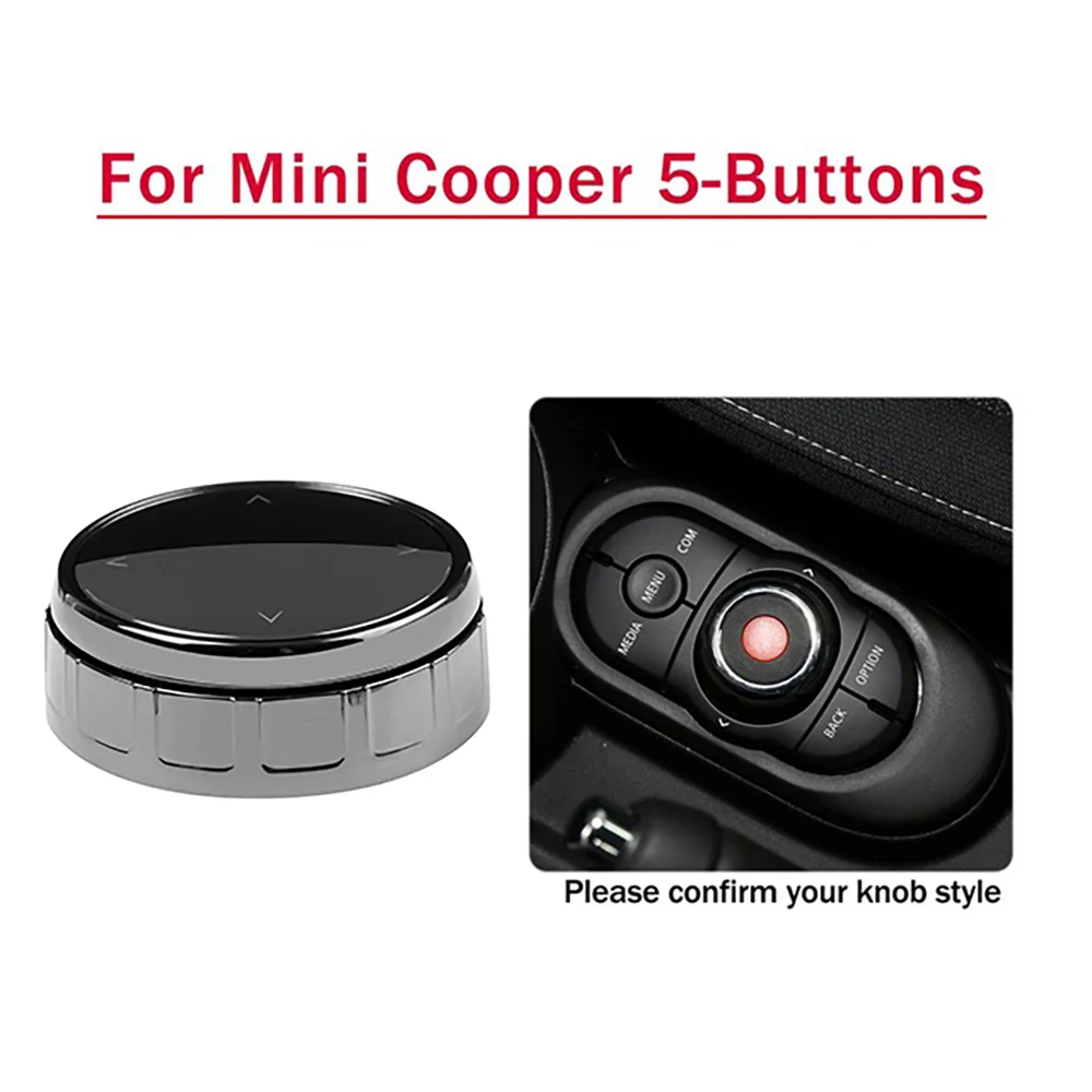 Center Console Multimedia Control Button Knob Trims Ceramic Black Cover for-BMW Mini Cooper 5-Buttons Car