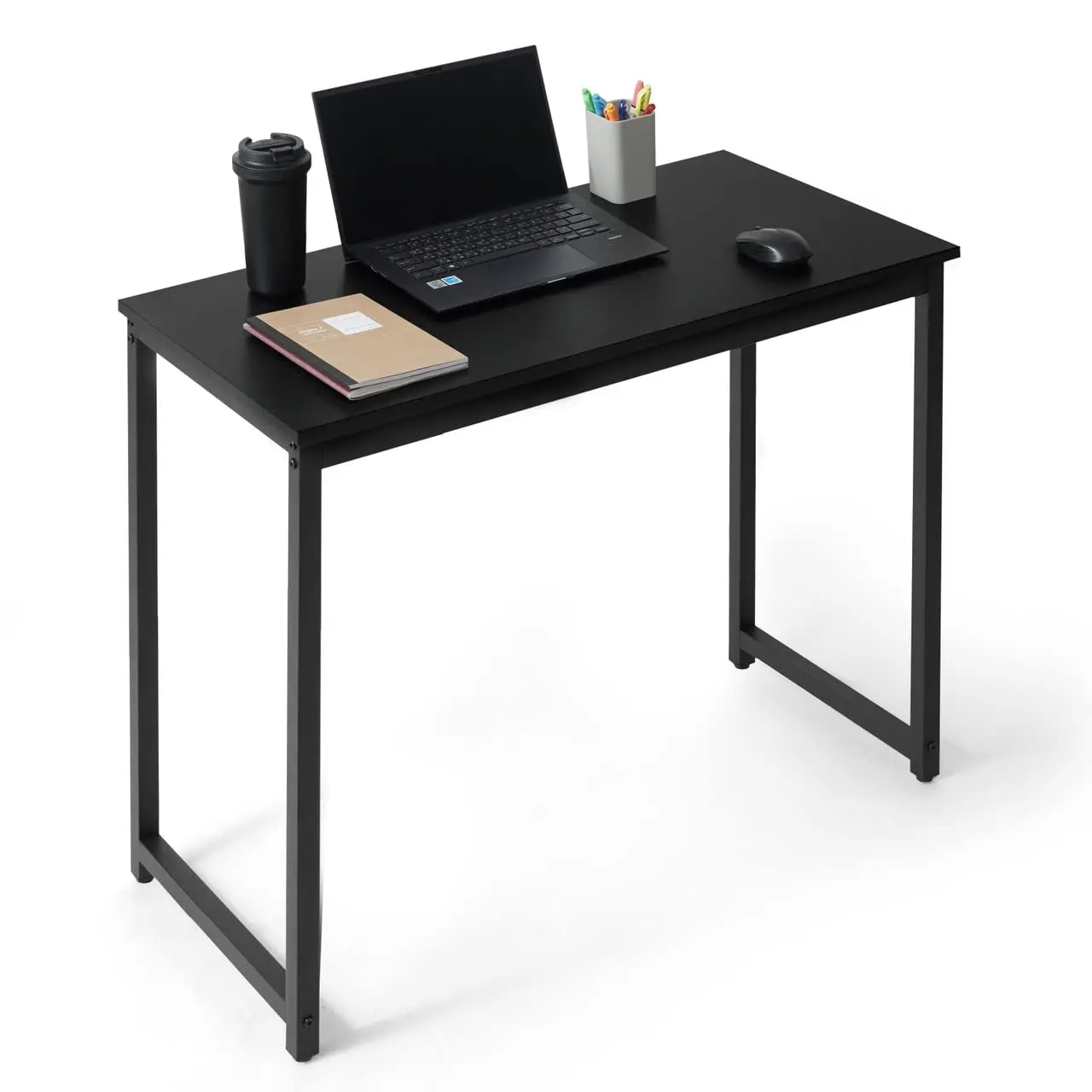 32 Inch Modern Computer Desk Home Office Gaming Small Space Easy Assembly P2 Board Steel Legs 220 lbs Black, Customized