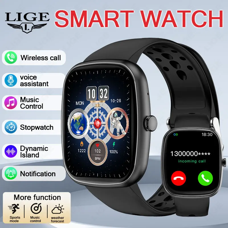 

Новые умные часы LIGE, спортивный режим, Bluetooth-вызов, магнитная зарядка, голосовой помощник, женские и мужские умные часы, несколько спортивных режимов