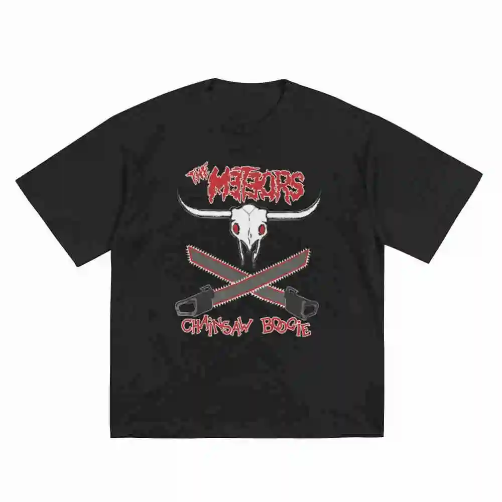 The Meteors Chainsaw Boogie Short Sleeve Tee 100% Cotton T-Shirt view 2