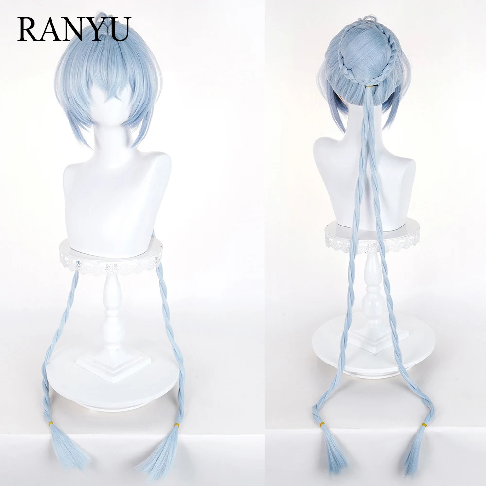 

Короткие синие синтетические прямые парики, длинные плетеные аниме-игры, косплей, пушистый парик, термостойкий для повседневной вечеринки