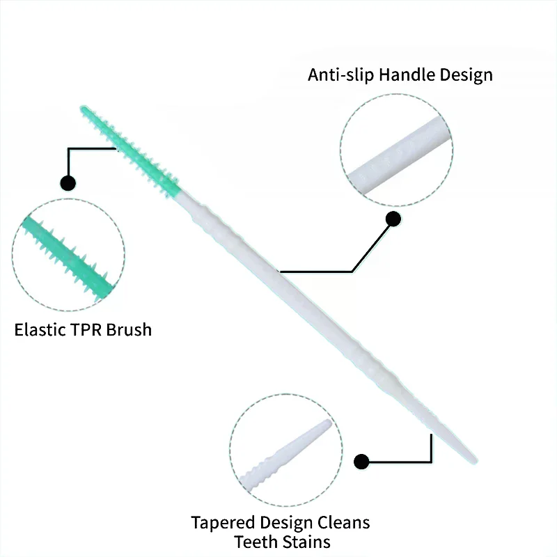 50pcs Double-end Interdental Brush Clean Between Teeth Extended Massage Disposable Silicone Toothpicks Brush