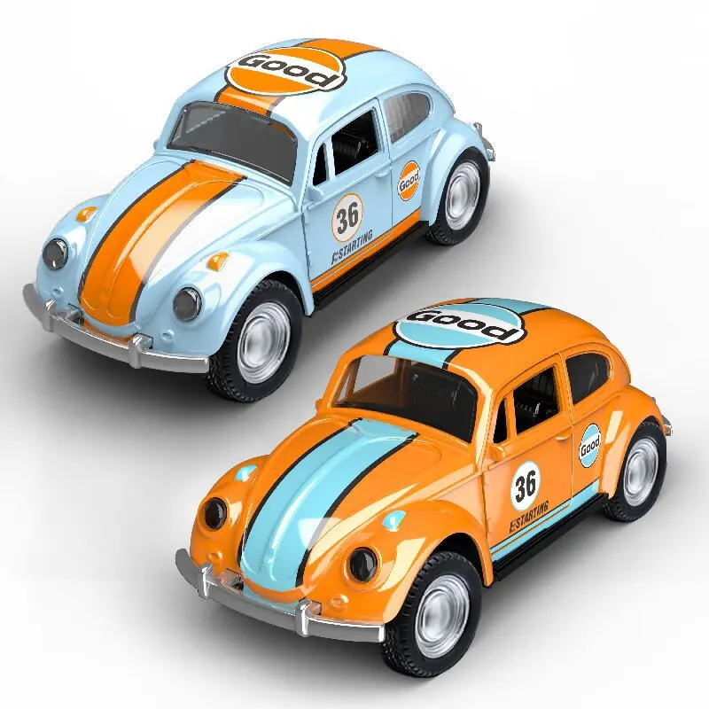 1:36 Klasyczny retro model samochodu Golf Beetle z 1955 roku, ze stopu, z napędem pull-back, zabawka dla chłopców, model samochodu dla dzieci, symulacja