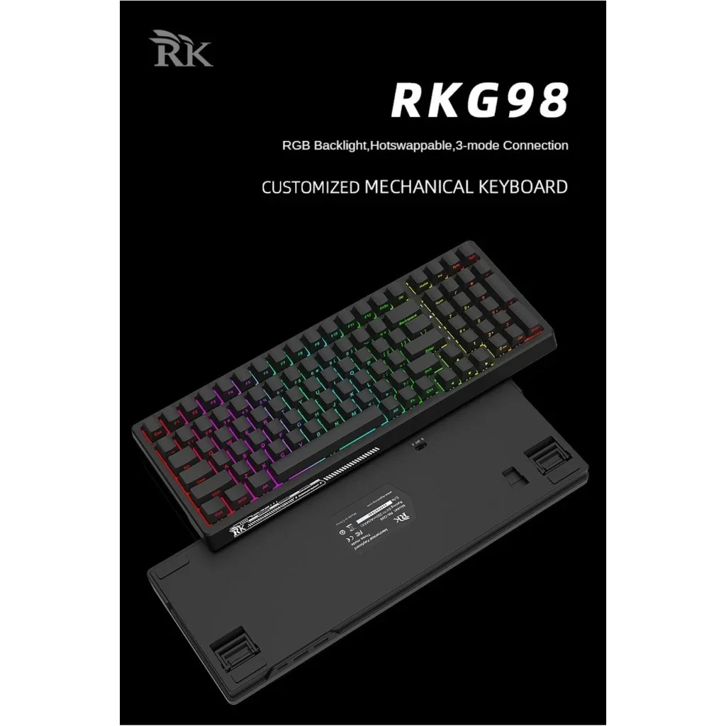 Imagem -06 - sem Fio 2.4g Modos Bluetooth Teclado Mecânico Rgb Quente-swappable Jogos E-sports Teclado Mecânico rk G98