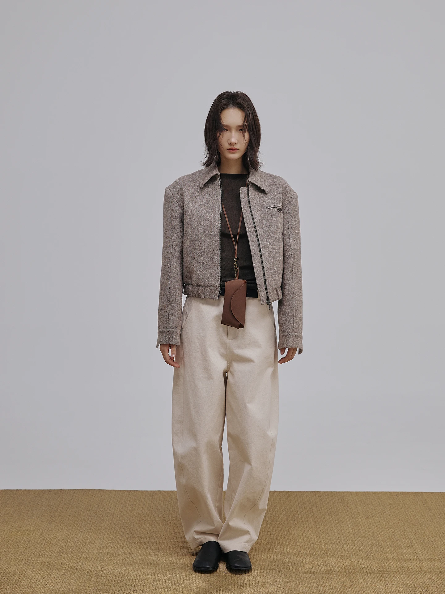 

VKI Corner Color Dot Tweed mat Vintage ort Woolen Jaet Women's Faion Retro Sle Commute Thiened Long Sve Z...