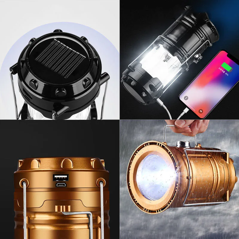 Solar Multifunktionale Handheld Camping Lampe Zelt Lampe LED Tragbare Taschenlampe Tragbare Wasserdichte Notfall Angetrieben Arbeit Licht