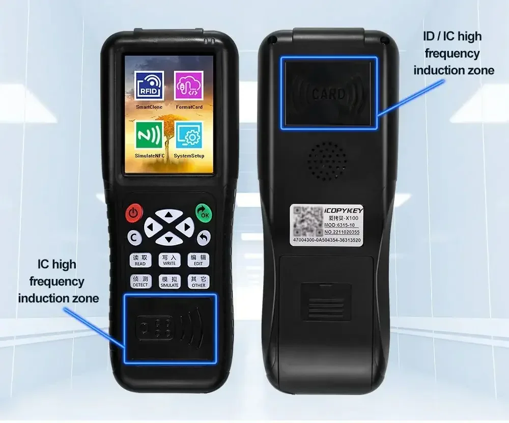 Lector de tarjetas de Control de acceso ICOPYKEY-X100 RFID/escritor/programador de tarjetas clave/decodificador/copiadora/copiadora NFC/decodificación de aplicaciones de Software gratuito