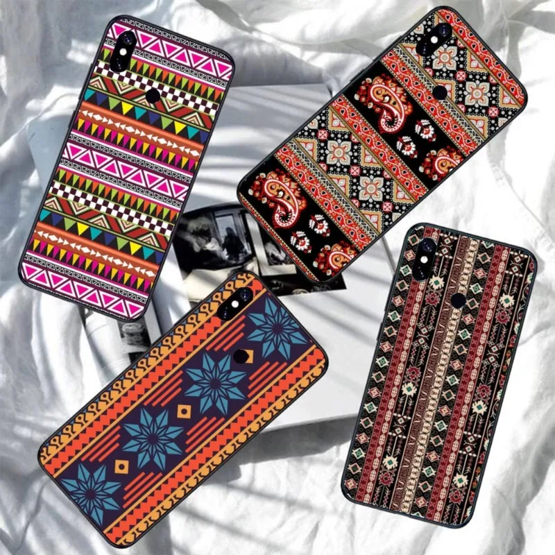 Bohemia Design Style Phone Case for Xiaomi Redmi Note 11 10 9T 8 7 Pro 9 9A 9C 8 Black Soft Phone Cover