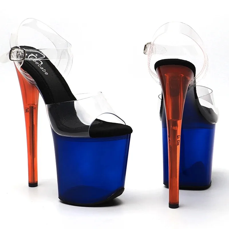 Leecabe 20cm/ 8inches Clear PVC Upper Open Toe Fashion Transparent Platform High Heel Stripper Heel Pole Dance Sandals Shoes