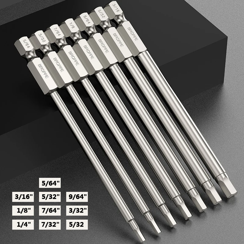 10Pcs 1/4” Hex Imperial Electric Screwdriver Bit S2 Alloy Steel Key Screwdriver Socket Power Driver Tool 50/100mm Long