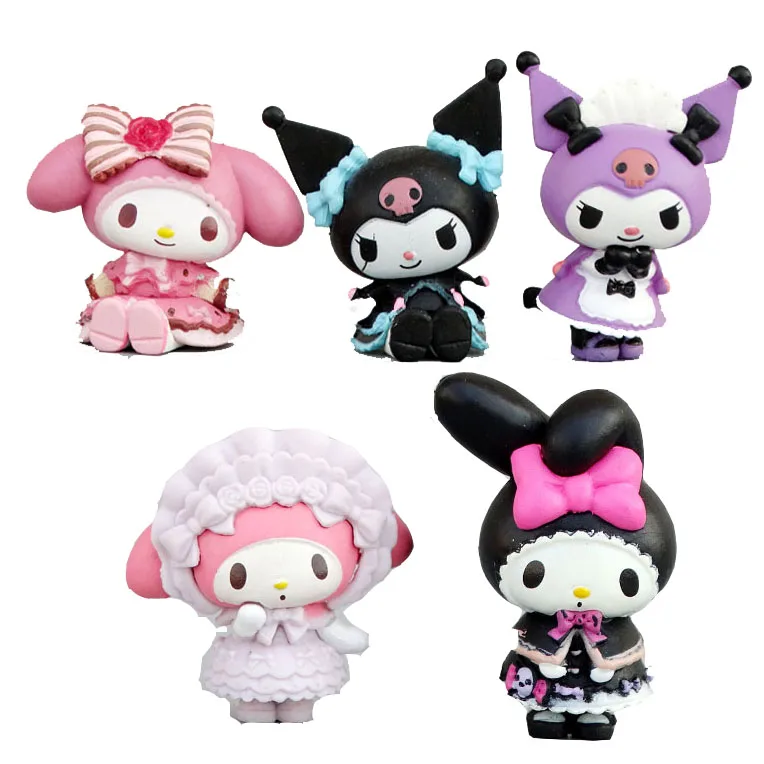 Sanrio My Melody Kawaii Cartoon Figure Model Dolls Kulomi Cute My Melody Q Version Sanrio Anime Cartoon Figure Kulomi Collection