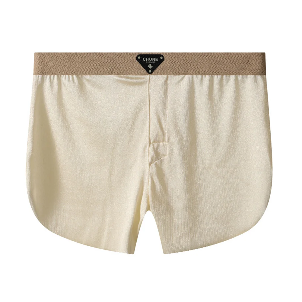 Pantaloncini boxer larghi da uomo in seta di ghiaccio senza cuciture con filo d'oro, biancheria intima da casa, mutandine traspiranti ad asciugatura rapida, biancheria intima sexy