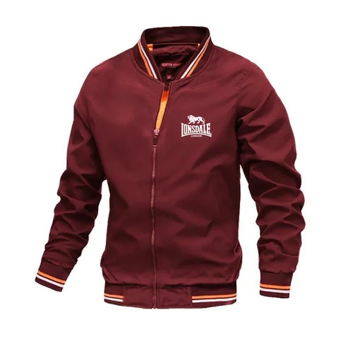 Imagen 2 del producto LONSDALE Chaqueta de calle de moda para primavera y otoño para hombre, chaqueta con cuello levantado a prueba de viento para ocio al aire libre con cremallera para hombre