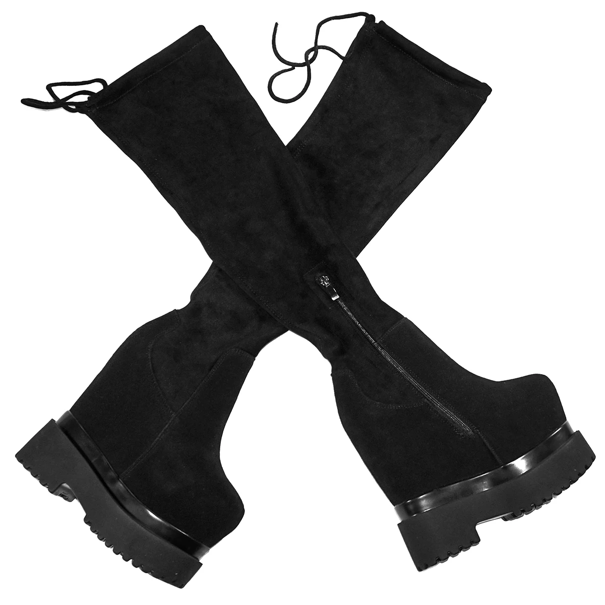 16 cm High Heel Winter Pumps Plus Größe 40 41 Schuhe Frauen Kuh Leder Keile Schnee Stiefel Runde Kappe Mode turnschuhe Große Größe Schuhe – Detail 4