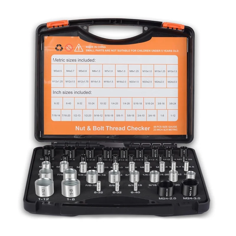 

44Pcs Nut And Bolt Thread Checker Standard And Metric Set Thread Identifier Screw Size Gauge 23 Inch & 21 Metric